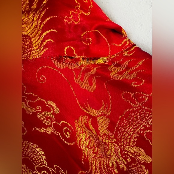 Golden Dragon Full Length Vintage Robe- red with gold embellishments- Sz large - Picture 12 of 12